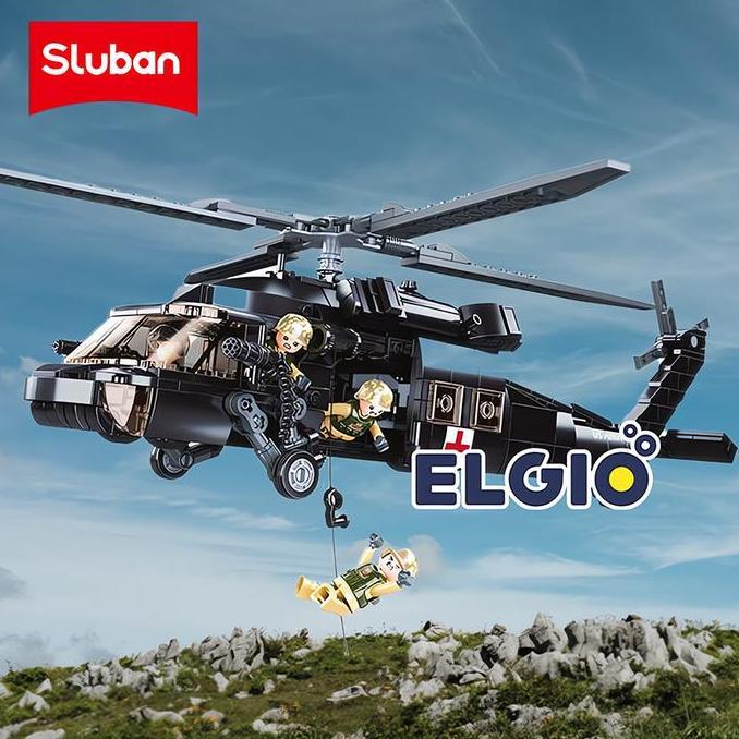 Sluban Bricks Helikopter UH-60 Medical Army Helicopter B1012 Kode 634