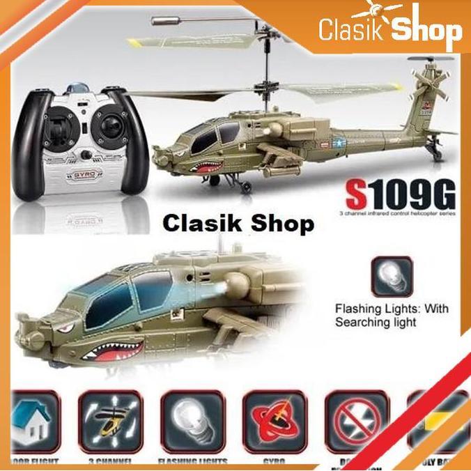 Syma S109G Helikopter Rc 3.5 Beast Rtf Ah-64 Kode 351