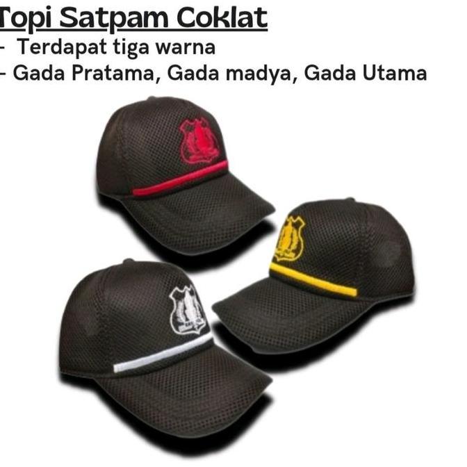 Murah  Topi Satpam Coklat Baru Termurah, Topi Security Coklat Logo Gada Baru