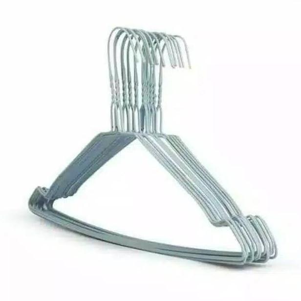 Original` Fast Delivery [Grosir] Gantungan Baju Hanger Kawat 10Pcs Stainless Steel Besi Kuat Tahan L