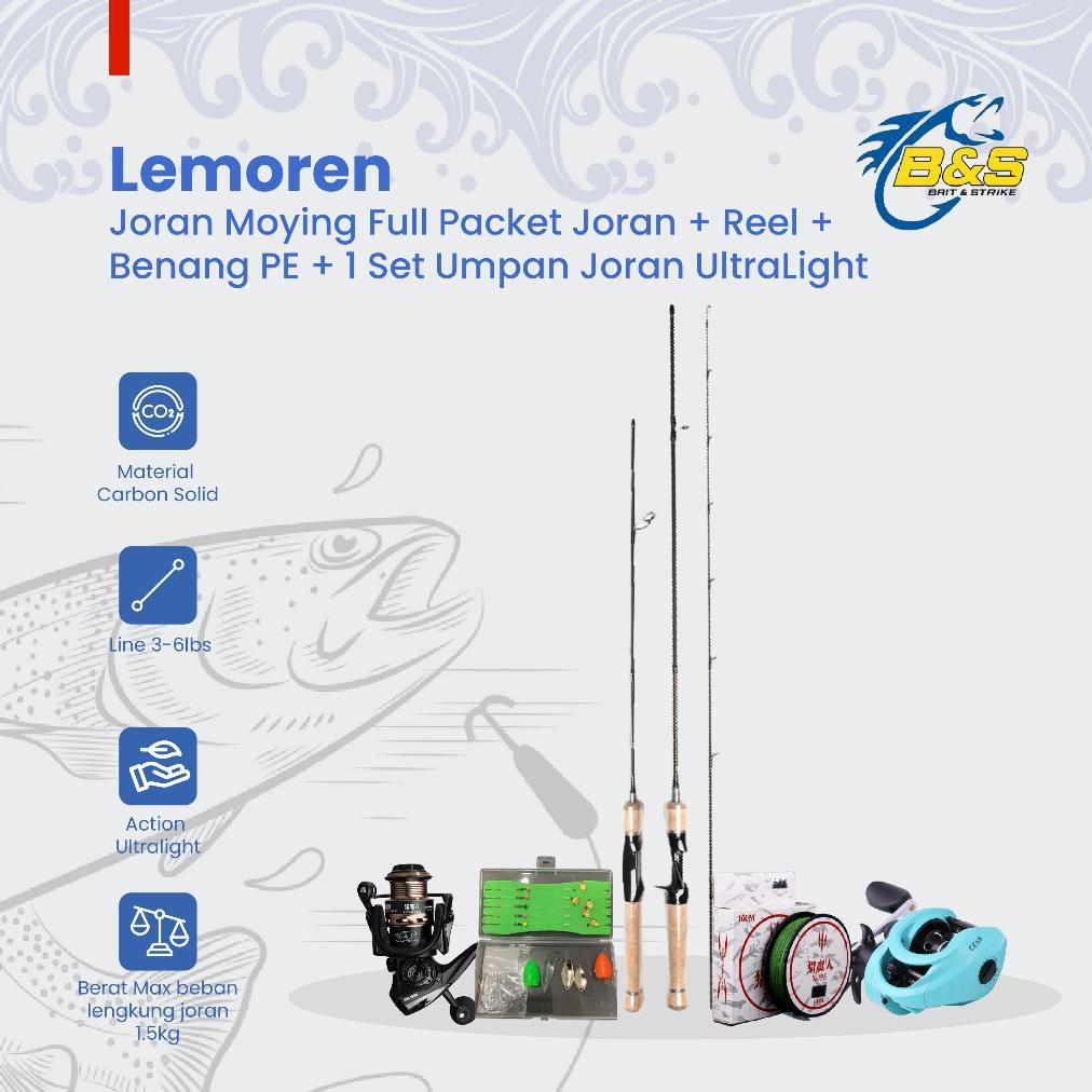READYGan- LEMOREN Joran Casting UltraLight MOYING Full Packet Joran + Reel + Benang PE + 1 Set Umpan