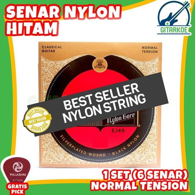 Halmusic- Senar Gitar Nylon Classic Nilon Hitam Klasik 1 Set Ej49 Normal Tension
