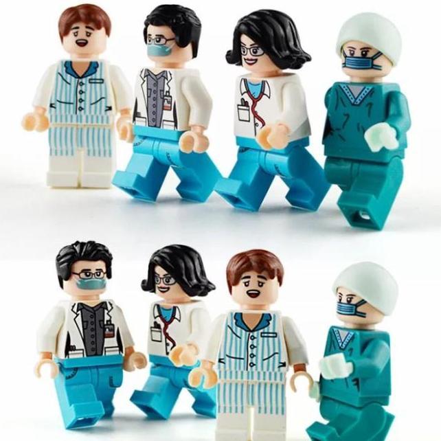 Lego Set 8 Dokter Perawat Medis Hero Minifure Dino Swat Hulk Thanos