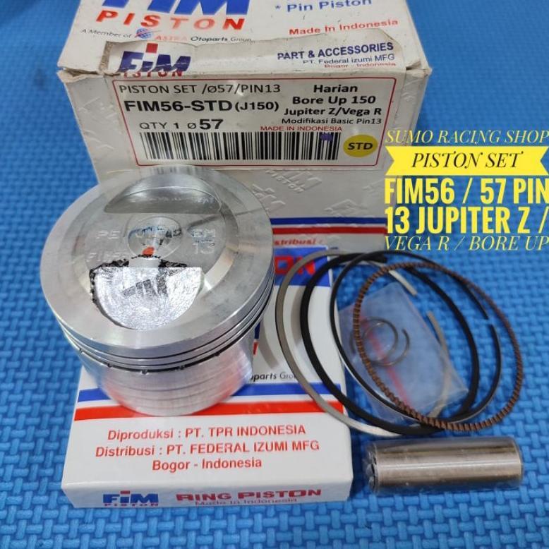 PISTON SEHER KIT SET FIM 56 ukuran 57 mm pen pin 13 jupiter z