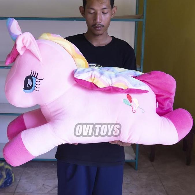 Boneka Unicorn Kuda Poni / Little Pony Jumbo 1 Meter Termurah Berlabel SNI Buah Dolls