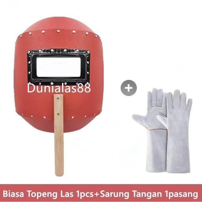 Topeng Las Kedok Las Helm Las Welding Helmet Kaca Sarung Tangan Biasa