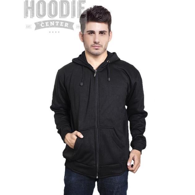 Jaket Hoodie Zipper Hitam Jaket Resleting Hitam Polos