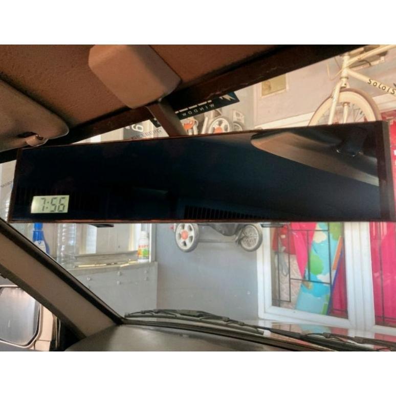 spion tengah dalam kabin mobil + waktu jam 300 mm rata kaca biru