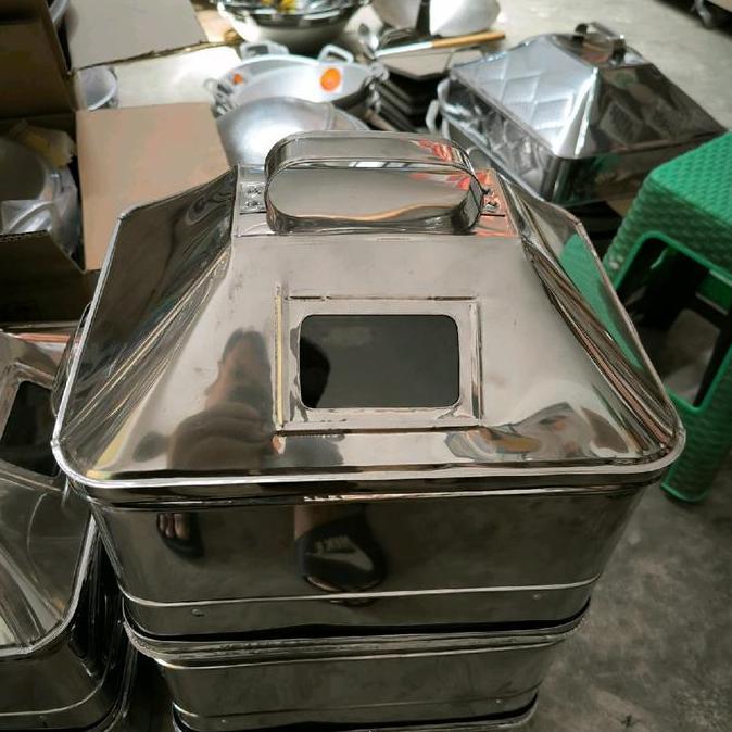Panci Kukus Langseng Kukus Dandang Kukus Kotak Stainless Steel Ukuran Sedang 30cm x 35cm Untuk Kue d