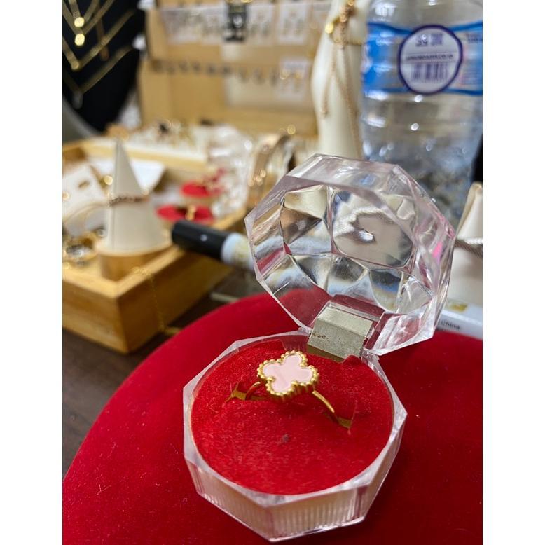 Cute- Cincin Bunga Model Clover Emas