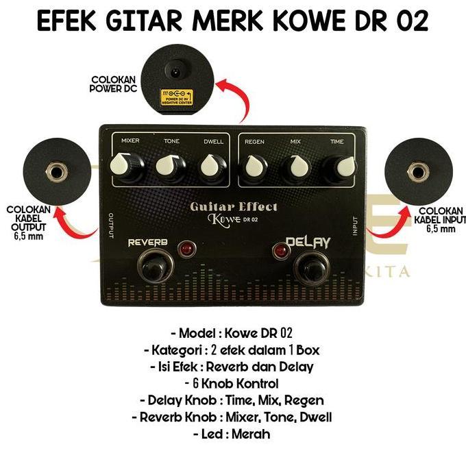 Efek gitar reverb delay Original Model DR 02
