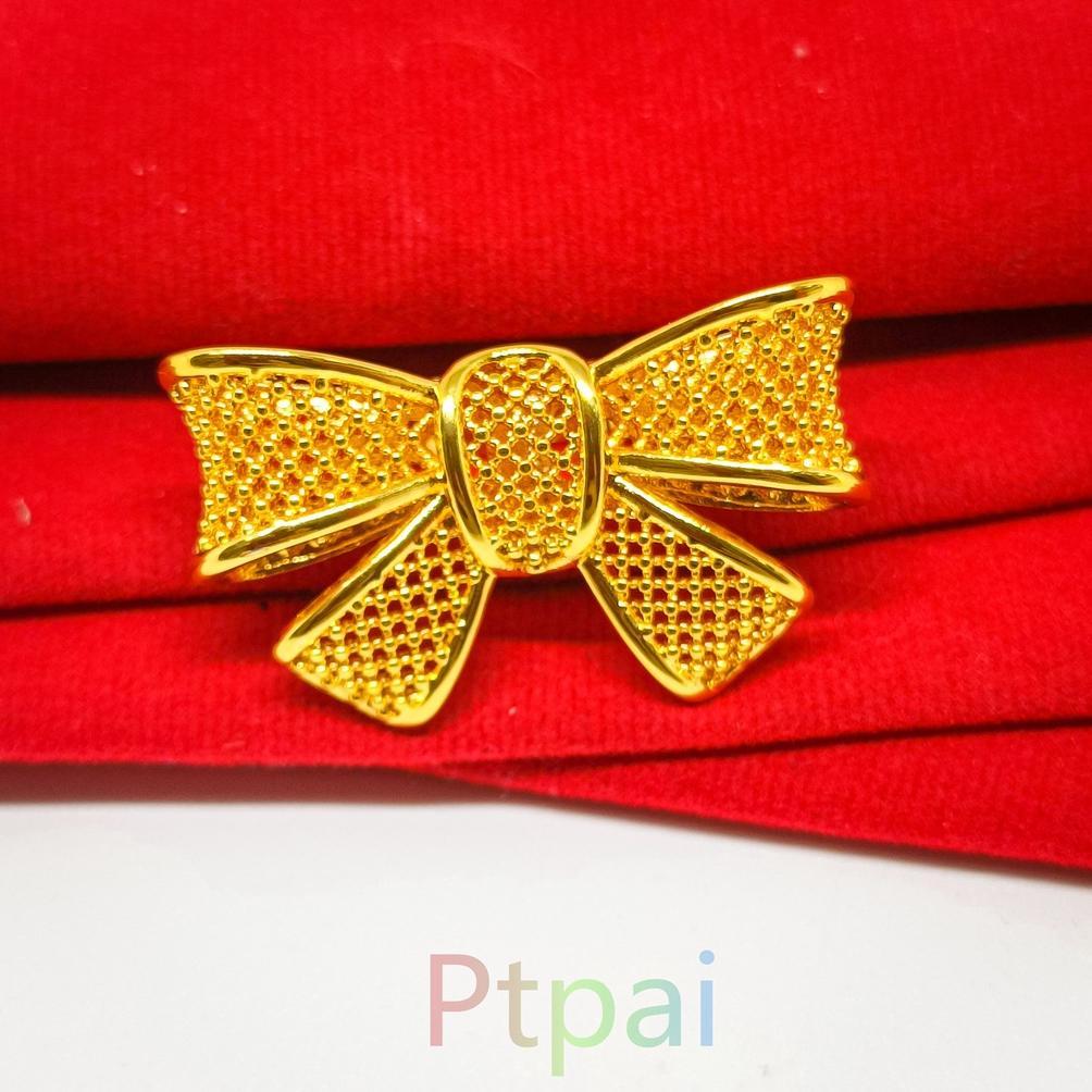 Cute- Cincin Kendari Perhiasan Dubai Fashion Xuping Titanium Lapis Emas 24K Gold Mirip Emas Asli Ant