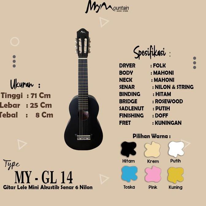 Gitarlele Mini Akustik Elektrik Senar 6 Nylon & String