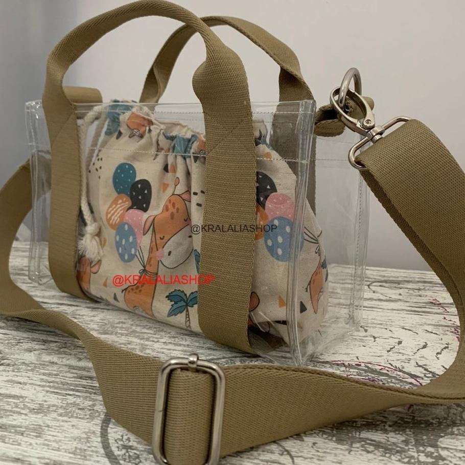 Good- Tas Tote Mika Clear Marhen Goodie Bag Hampers With Strap Mini Size