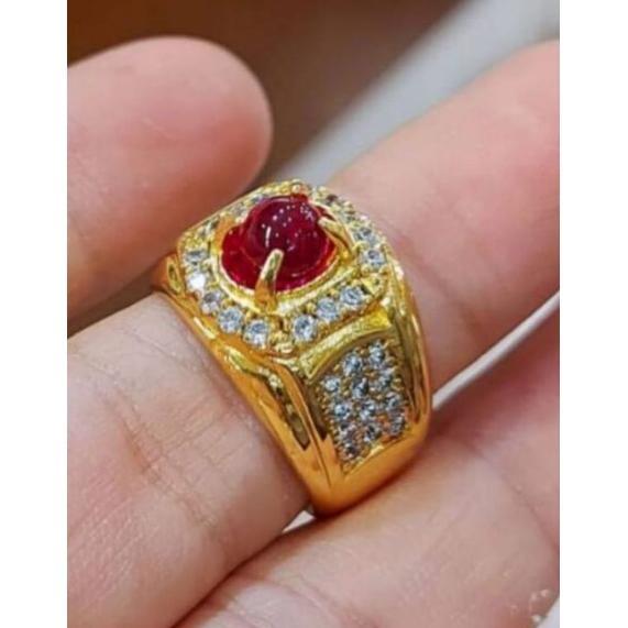 Cute- Cincin Batu Akik Merah Delima Siam Md Bangkok Asli