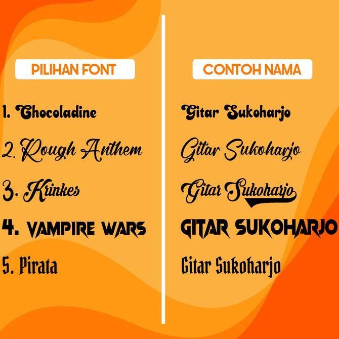 Custom Nama Pada Body Gitar