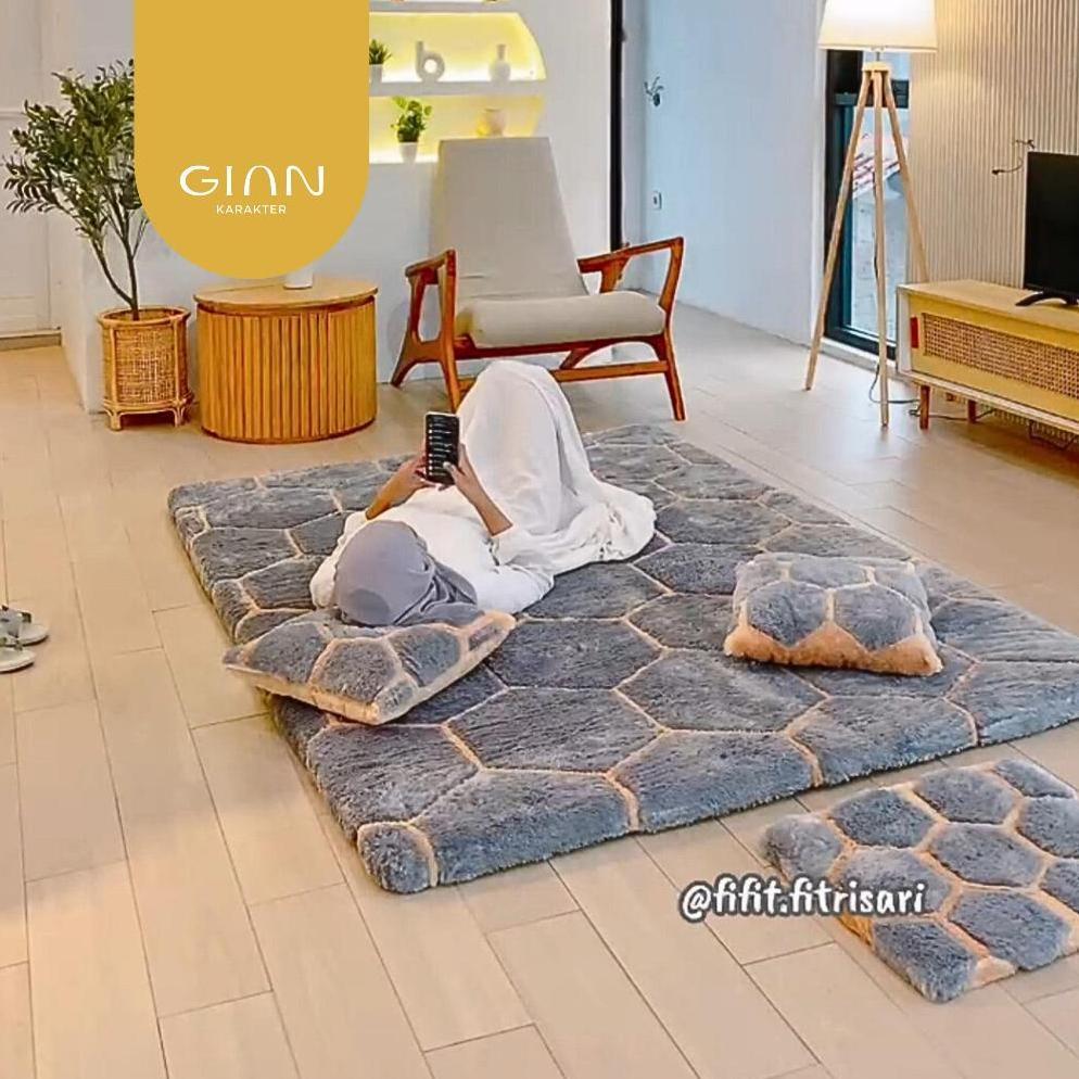 Surpet [kasur karpet] Bulu Empuk Motif Hexagon - Gian Karakter