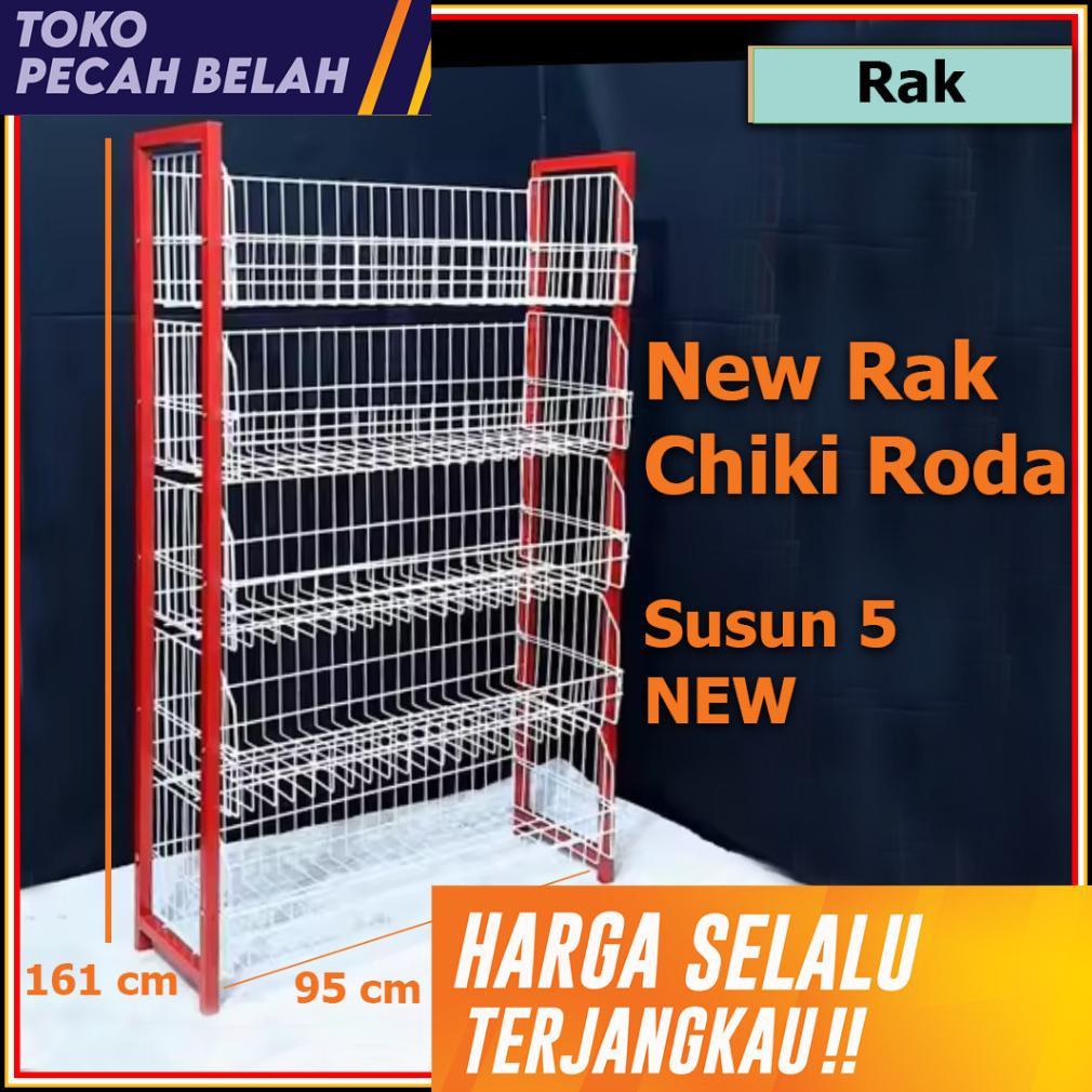 Rak Ciki Besi/ Rak Serbaguna Mini Market / Rak Display Roda Susun 5 Tebal / Rak Besi / Rak Susun 5 B