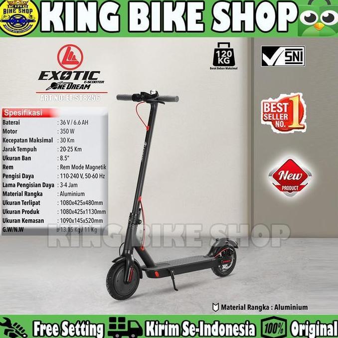 Terlaris Promo Best Produk Skuter Listrik Exotic St 8256 Scooter Electric Lipat Dewasa Anak. - Grey