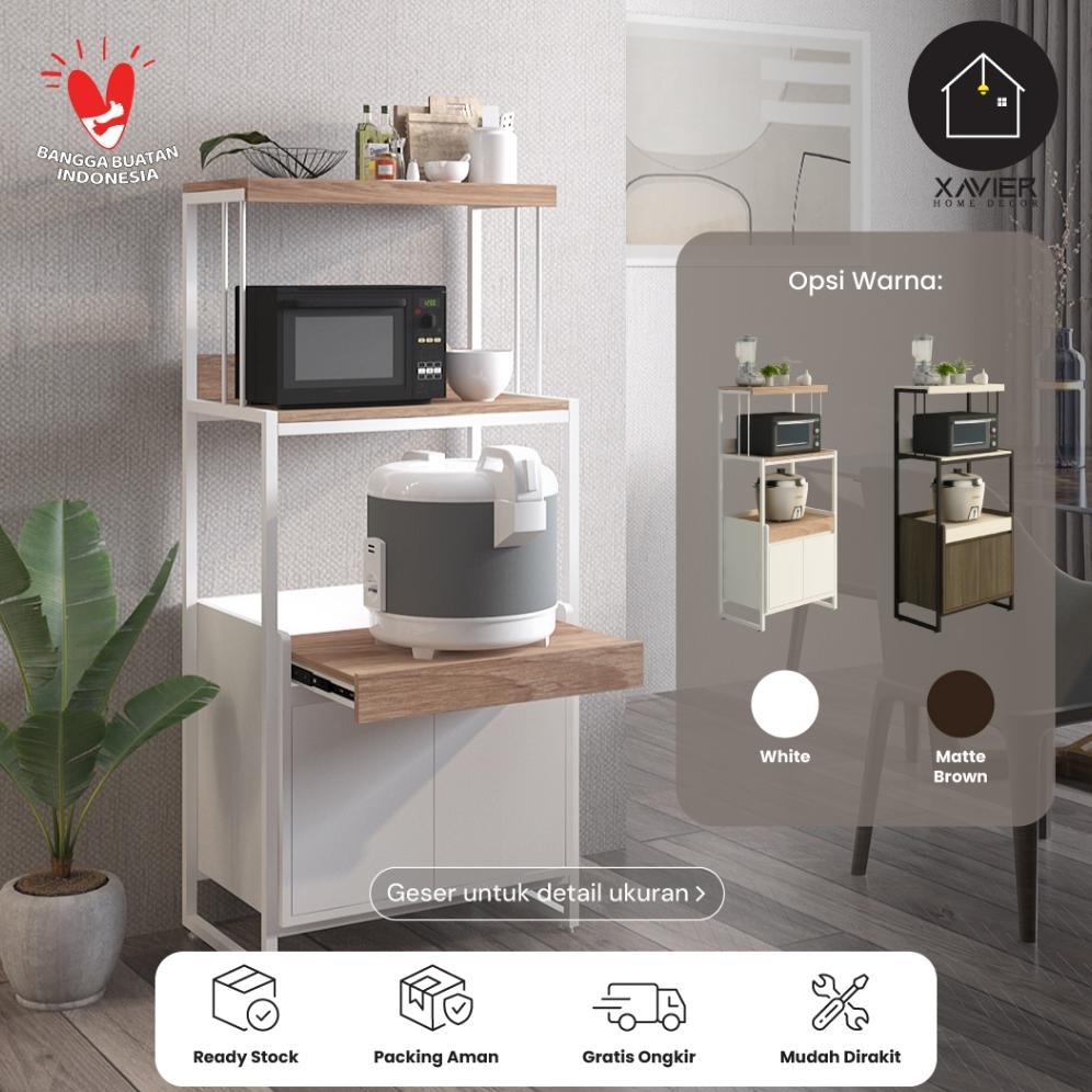 Rak Dapur Multifungsi Modern 3 Susun + Lemari / Rak Oven Microwave - CHARLIE Xavier Home Decor