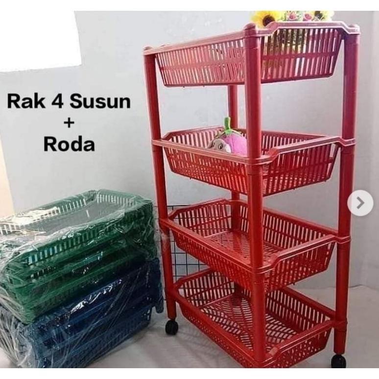 Rak Serbaguna Susun 4 | Rak Salon Plastik Keranjang 4 Susun
