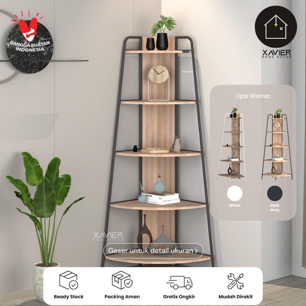 Xavier Home Decor - Rak Sudut Besi Multifungsi Minimalis / Rak Sudut Ruang Tamu COLLIN