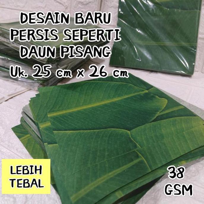 Flwr- Kertas Laminasi Motif Daun Pisang Uk 25X26 100 Pcs Desain Baru 38Gsm Anti Lengket Cocok Untuk 