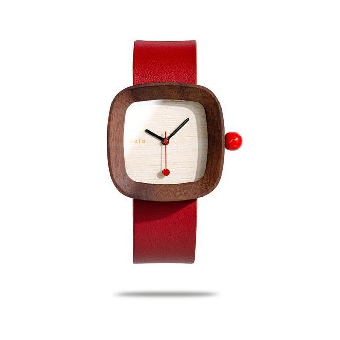 PALA Mini Merah PALA Nusantara Jam Tangan Kayu Unisex Quartz Watch