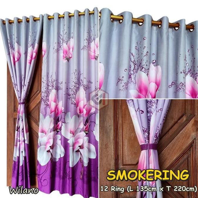 Romx- Gorden 12 Cincin Bahan Katun Disperse Berkualitas Kelompok Warna Grey Abu Jendela Pintu Tali K
