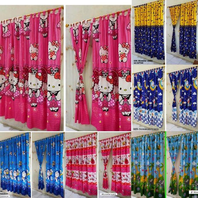 Romx- Gorden Karakter Pintu - Jendela Tali Perekat Moonstar Doraemon Hello Kitty Keropi Jungle - Gor