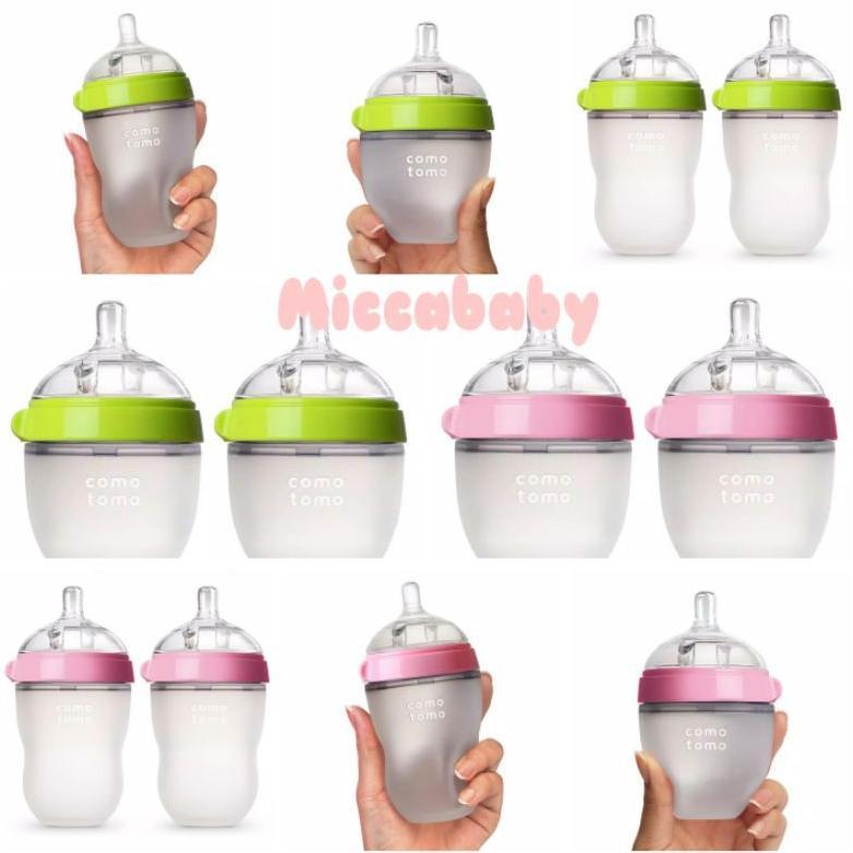 Comotomo Single Twin Pack 150 ml 250 ml Pink Hijau Botol Susu ORIGINAL