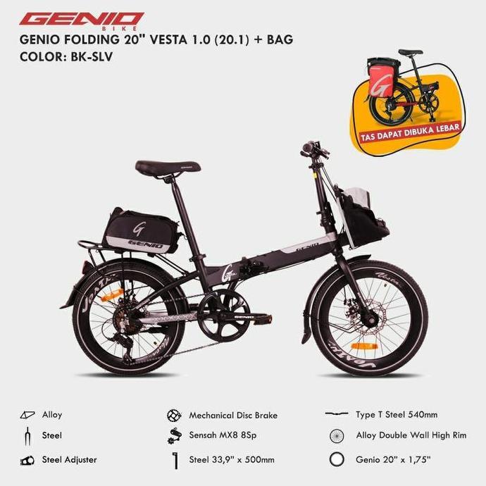 Terlaris Sepeda Lipat 20 Inch Genio Vesta 1.0