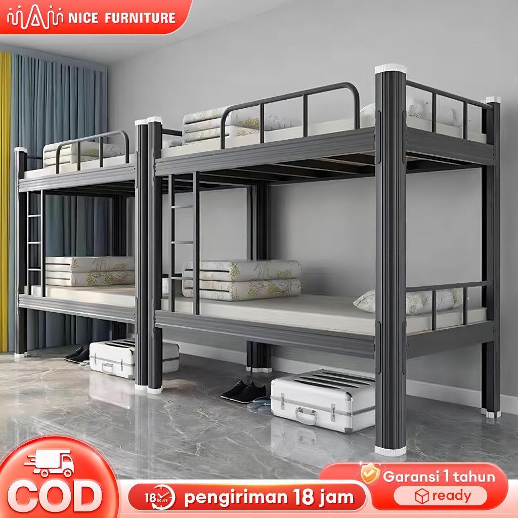 Ranjang Tingkat Besi Tempat Tidur Susun Asrama Tempat Tidur Anak Bunk Bed Susun Minimalis