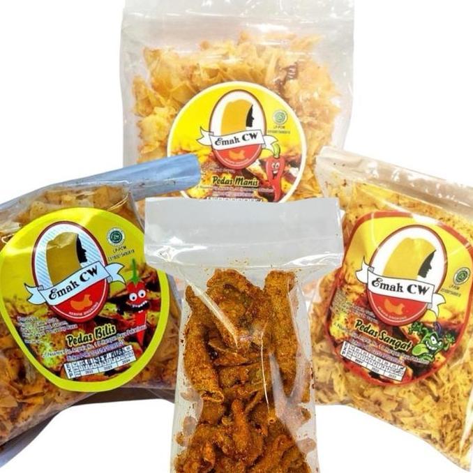 ORIGINAL Emak Cw - 4Pcs Paket Nage 75 ( Pedas Bilis, Pedas Manis, Pedas Sangat, Kulit Ayam Pedas Pla