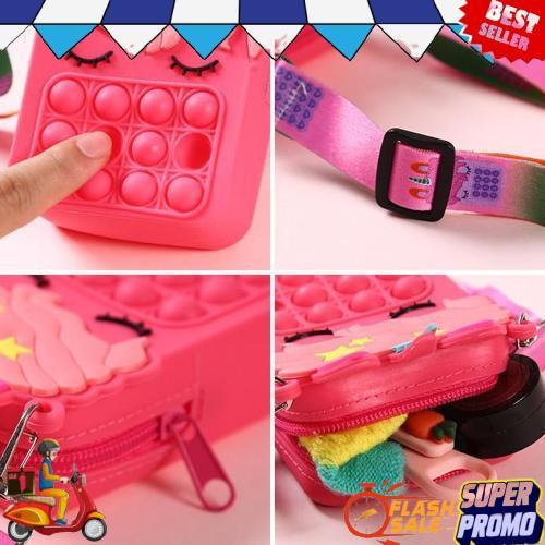 Tas pop it unicorn poni mahkota rubber jelly mainan anak Promo