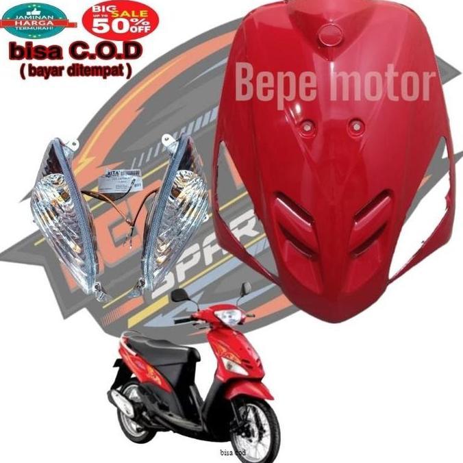 Panel Tameng Depan Motor Yamaha Mio Sporty Warna Merah Cabe / Tameng Dan Lampu Sen Mio Sporty Mio La