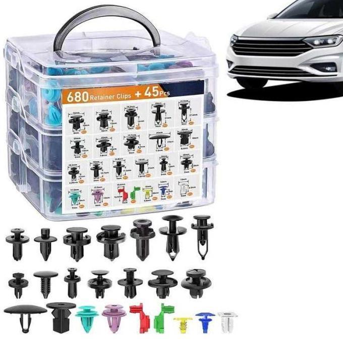 Set 680 Pcs Baut Rivet Bumper Klip Kancing Interior Mobil Motor Yamaha Honda Daihatsu Suzuki Nissan 