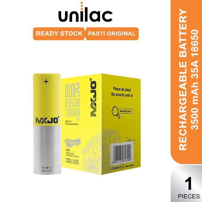 (original) baterai mxjo 3000mah 18650 - battery mxjo 3000 mah 18650 100% authentic batrai batere bat