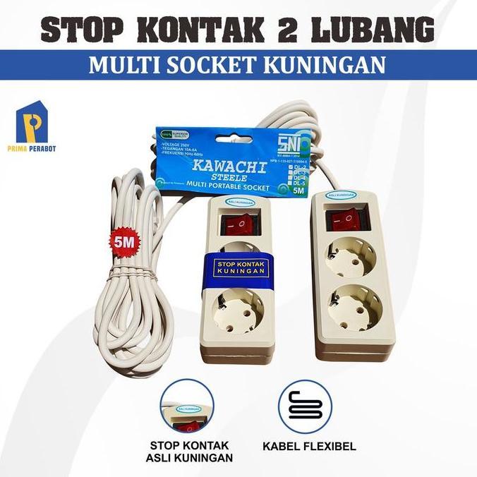 Expert- Stop Kontak Putih 5 meter 2 lubang Terminal Listrik 2 Lubang