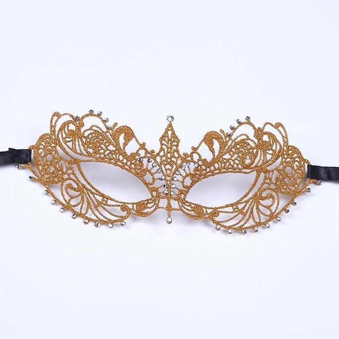 Ptyt- Topeng Pesta Topeng Wanita - New Mask Party Halloween - Merah Putih Gold Kain