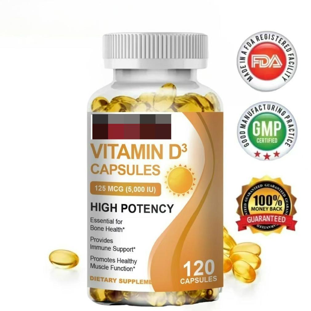 Ready Kapsul Vitamin D3 5000IU 120pcs Suplemen Tulang Kuat & Imunitas Tinggi, Peningkat Mood & Energ