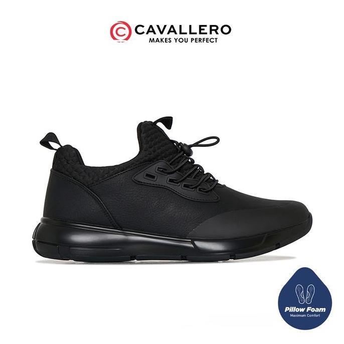 TERBARU - Sepatu Casual Sneakers Pria Cavallero Jemario 2 Hitam Shoes Kerja Snekers Black Kasual