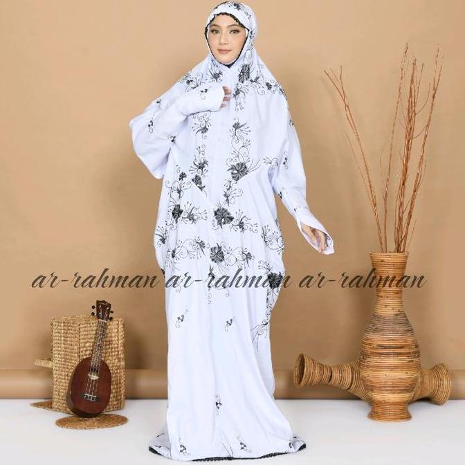 Syukron- Ar-Rahman - Mukena Terusan Dewasa Bordir Shaqueena Katun Premium Mewah Cantik