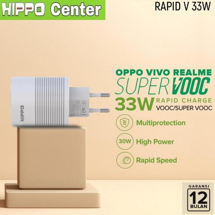 TERMURAH - Hippo Adaptor Rapid V 33W Adapter Charger VOOC / Super VOOC 33W