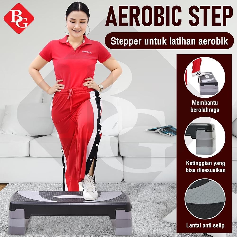 Papan Senam Aerobic Step Zumba 2 Tingkatan Adjustable Alat Olahraga Black 68Cm