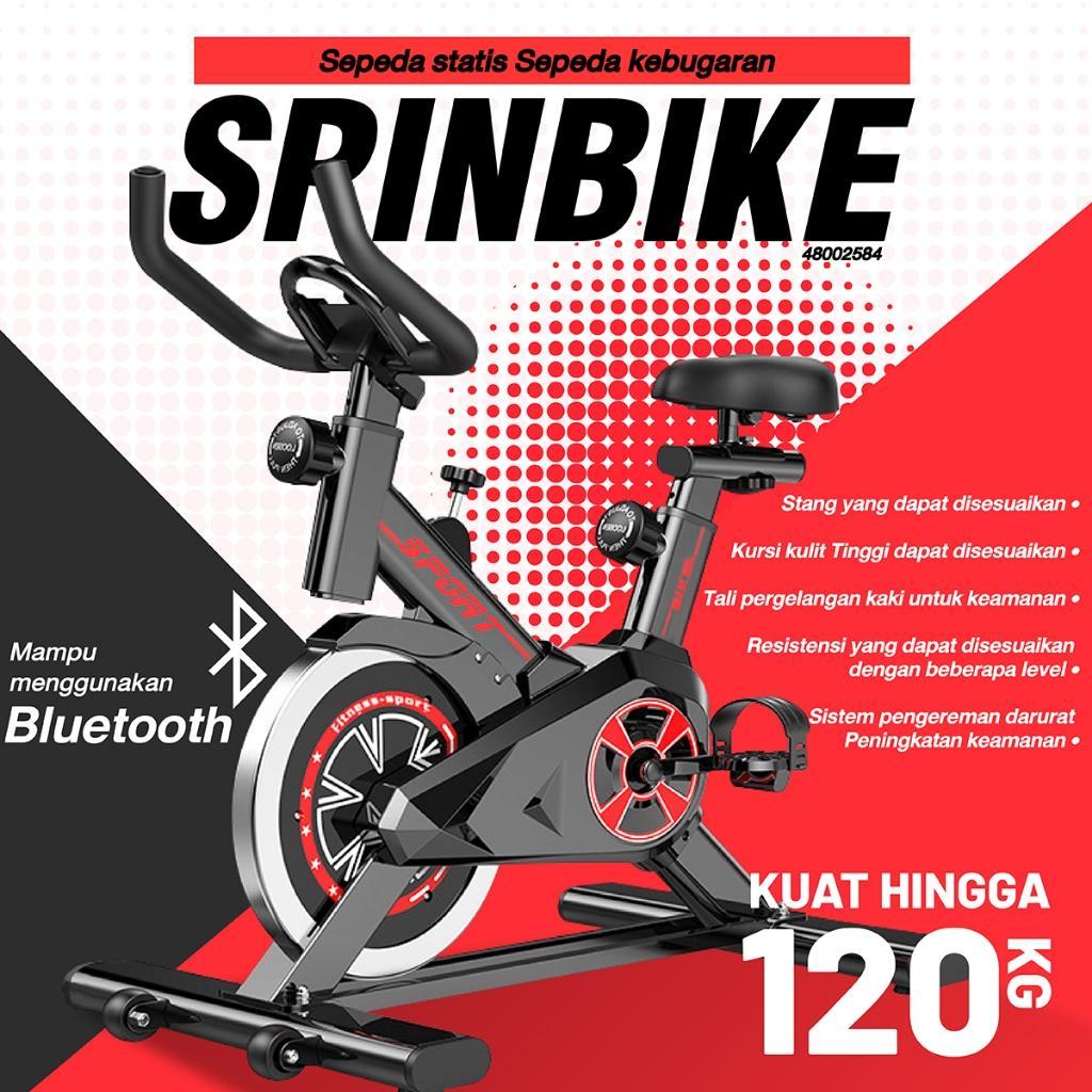 Sepeda Statis Spin Bike Magnetic Alat Fitness Cardio Kesehatan Jantung Kuat Hingga 120Kg