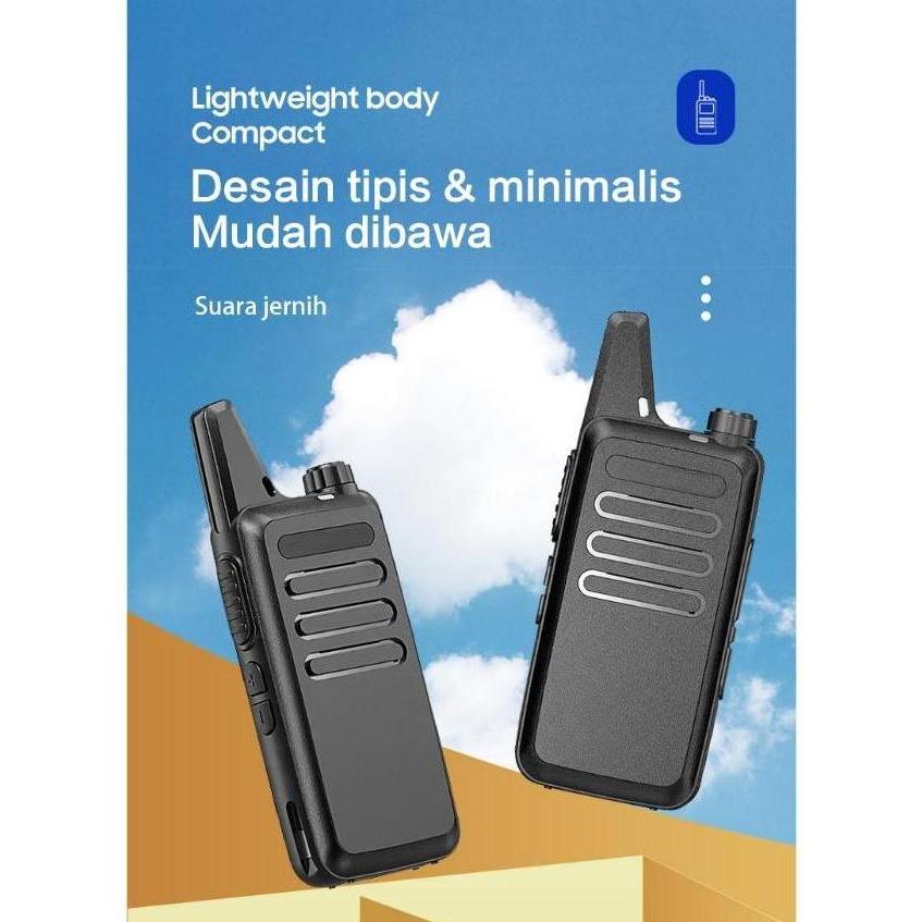 HT T20 C1 Walkie Talkie Portable 2Pcs Handy Talky UHF Wlan Two Way Walky Talky dengan Charger Antena