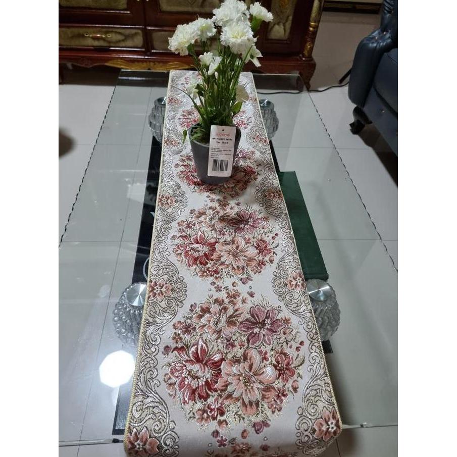 TERMURAH - Table Runner Belgi Taplak Meja Buffet Panjang Mewah Gold Cantik Minimalis 150 180 210 250
