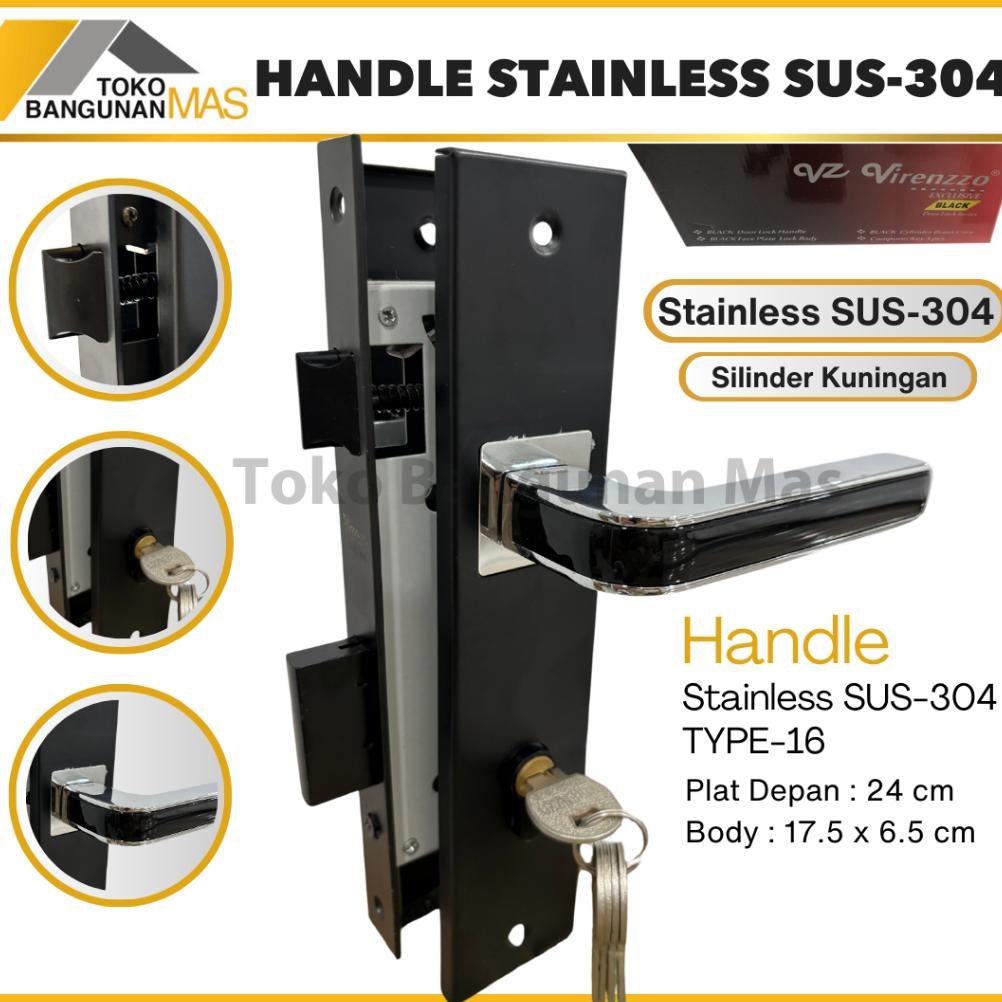 HANDLE PINTU RUMAH STAINLESS BLACK DOFF Virenzzo SUS-304 / Kunci Pintu Rumah Stainless SUS-304