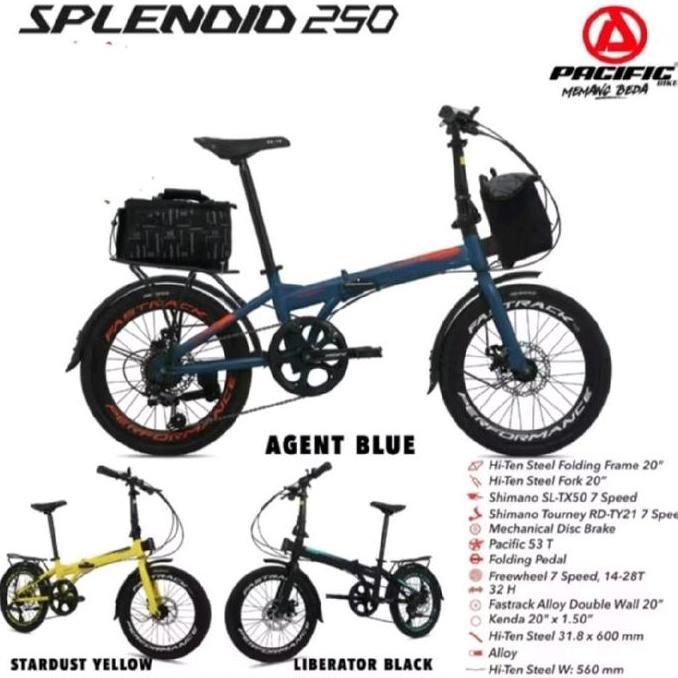 Terlaris Sepeda Lipat Pacific Splendid 250 20 Inch Shimano 7Sp New Promo